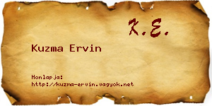 Kuzma Ervin névjegykártya